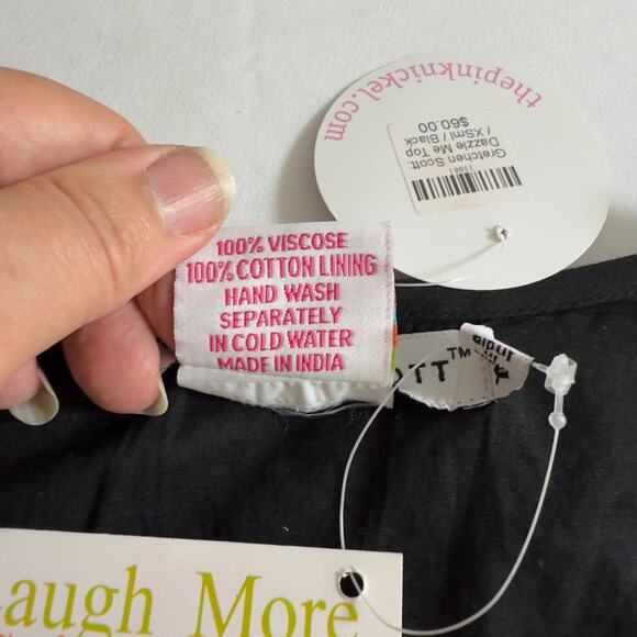 Gretchen Scott Dazzle Me Black Sheer Lined Tunic Blouse NWT Southern - Picture 7 of 7